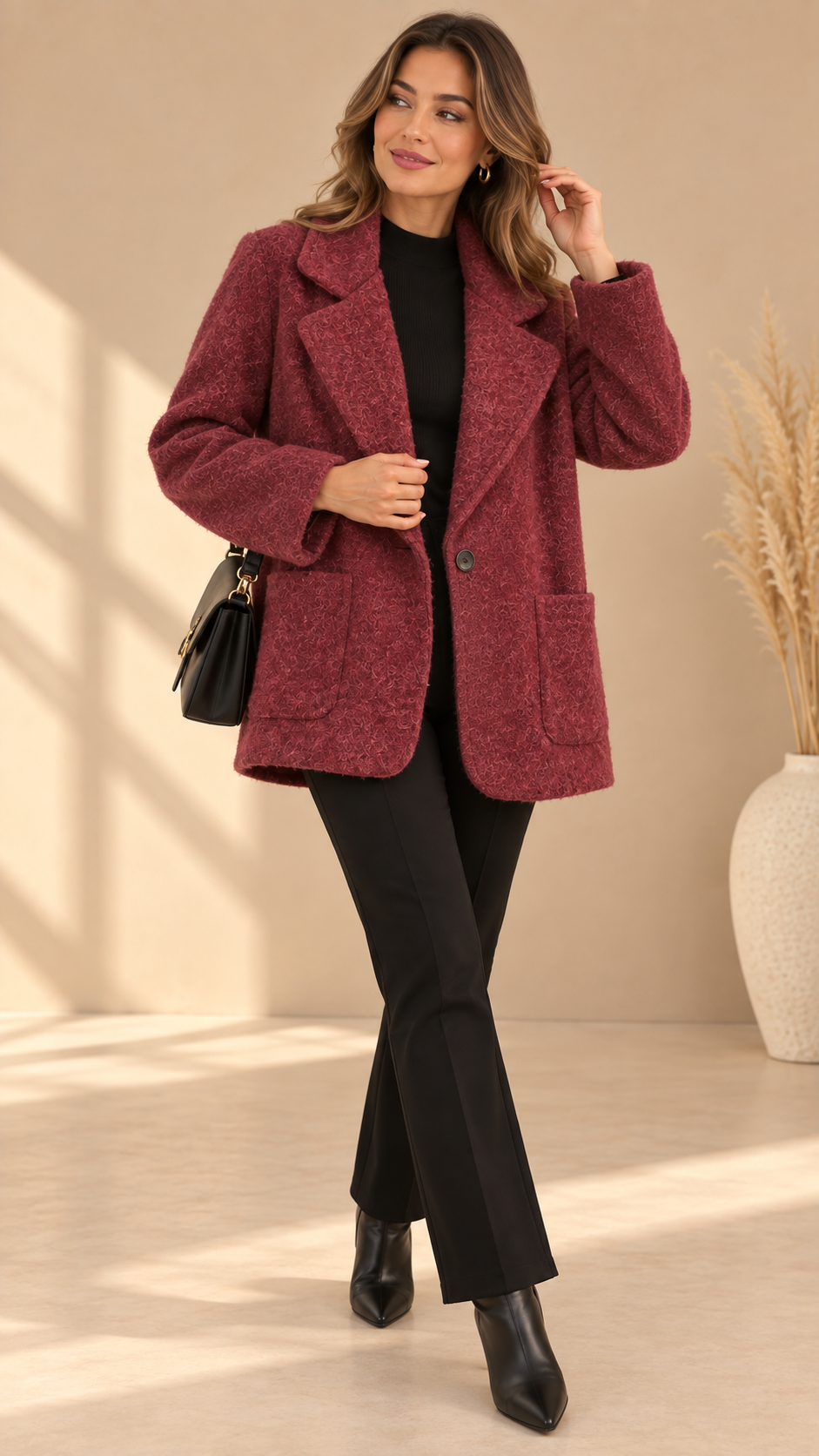 92739 İTALYAN KEÇE CEKET BORDO