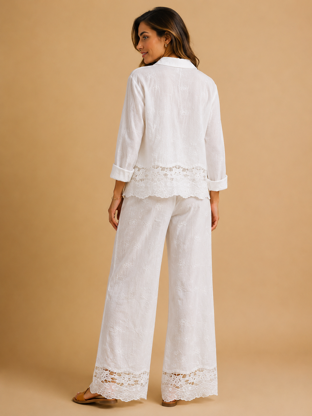 94177 ÇİÇEKLİ CROP GÖMLEK PANTOLON TAKIM