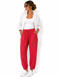 93798 ITALY KETEN RAHAT PANTOLON PEMBE