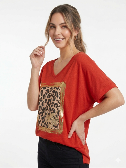 85526 ITALY LEOPAR DESEN T-SHIRT