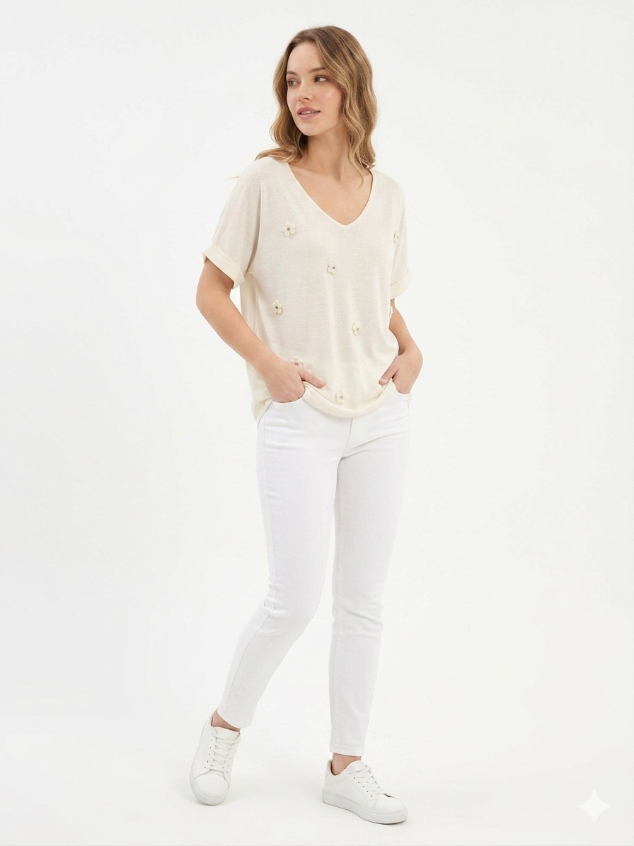 84680 ITALY ÇİÇEKLİ T-SHIRT