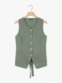 88732 ITALY DÜZ KETEN BLUZ HAKİ