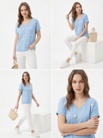 84680 ITALY ÇİÇEKLİ T-SHIRT