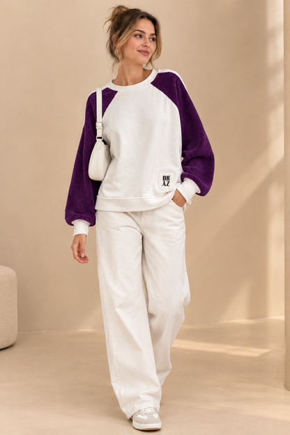 91756 MOR YÜN DETAYLI SWEATSHIRT
