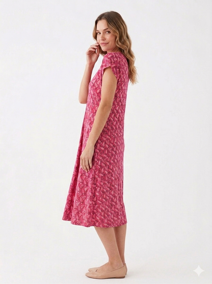 80385 YAPTAK DESEN KISA ELBİSE