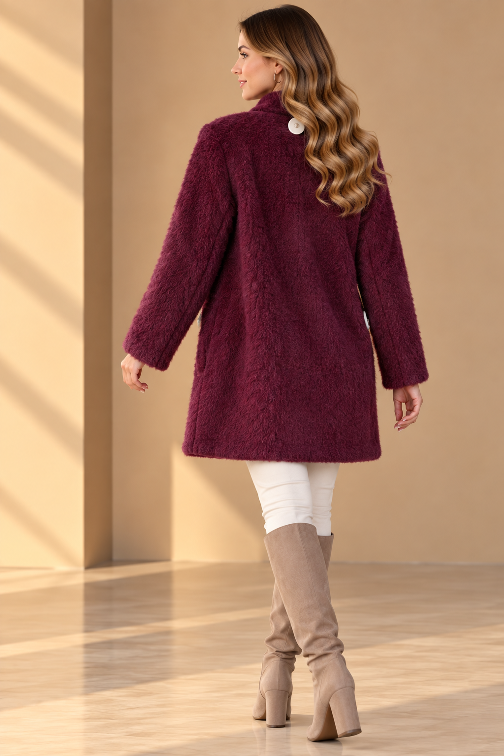 92180 İTALYAN DESENLİ KEÇE KABAN BORDO
