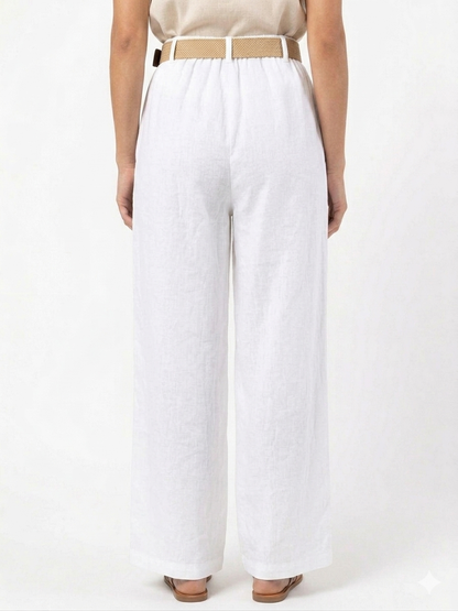 93989 ITALY HASIR KEMERLİ KETEN PANTOLON